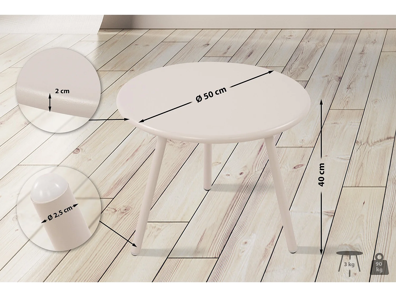 Table basse - Plastique - Gris clair - Berea
