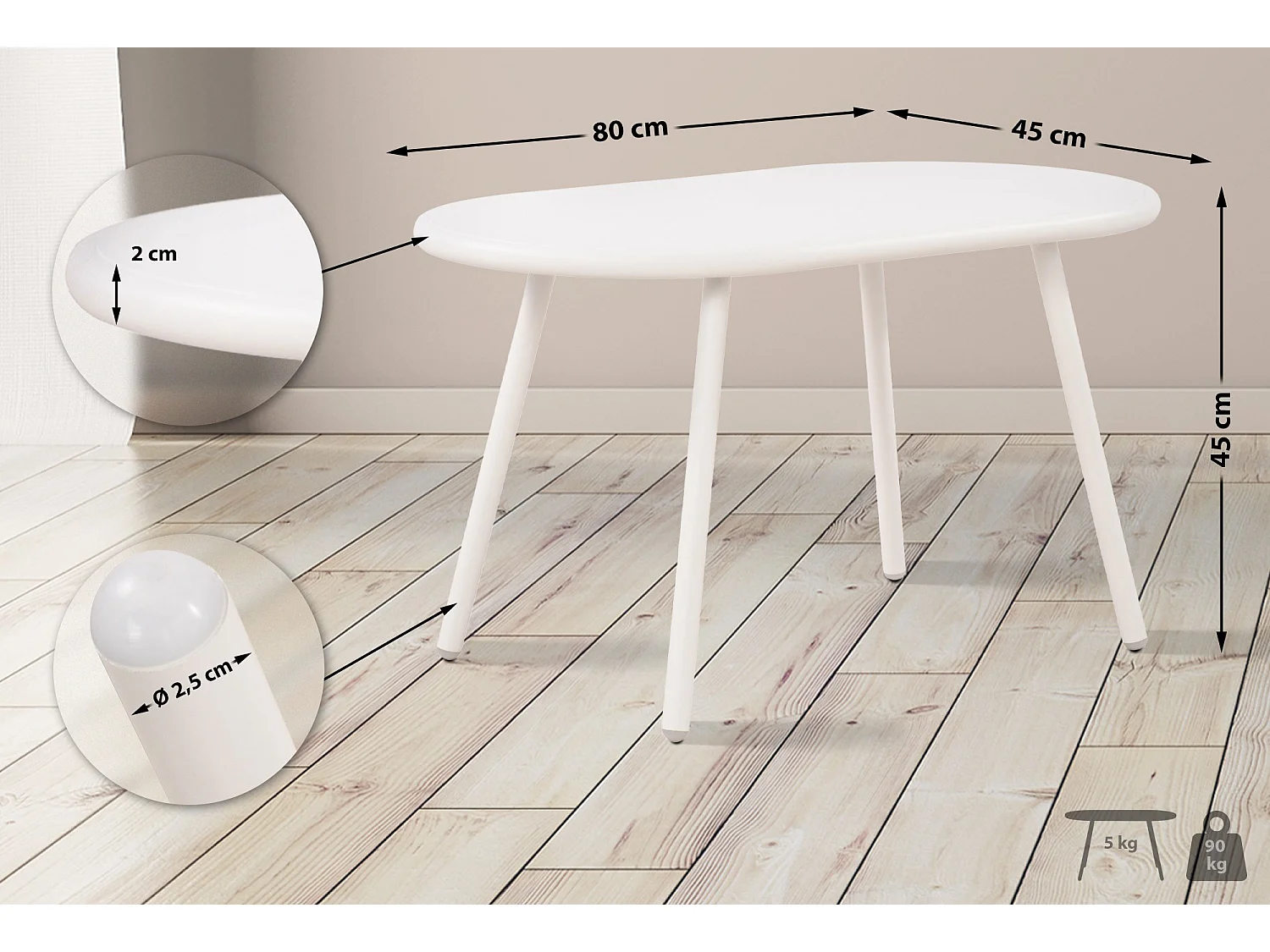 Table basse - Plastique - Blanc - Velva