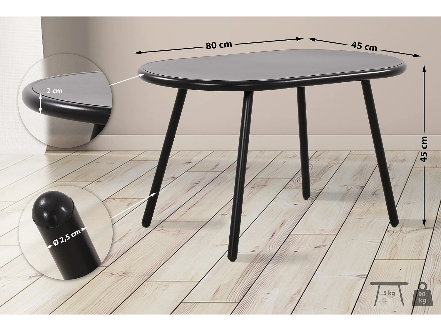 Table basse - Plastique - Noir - Velva