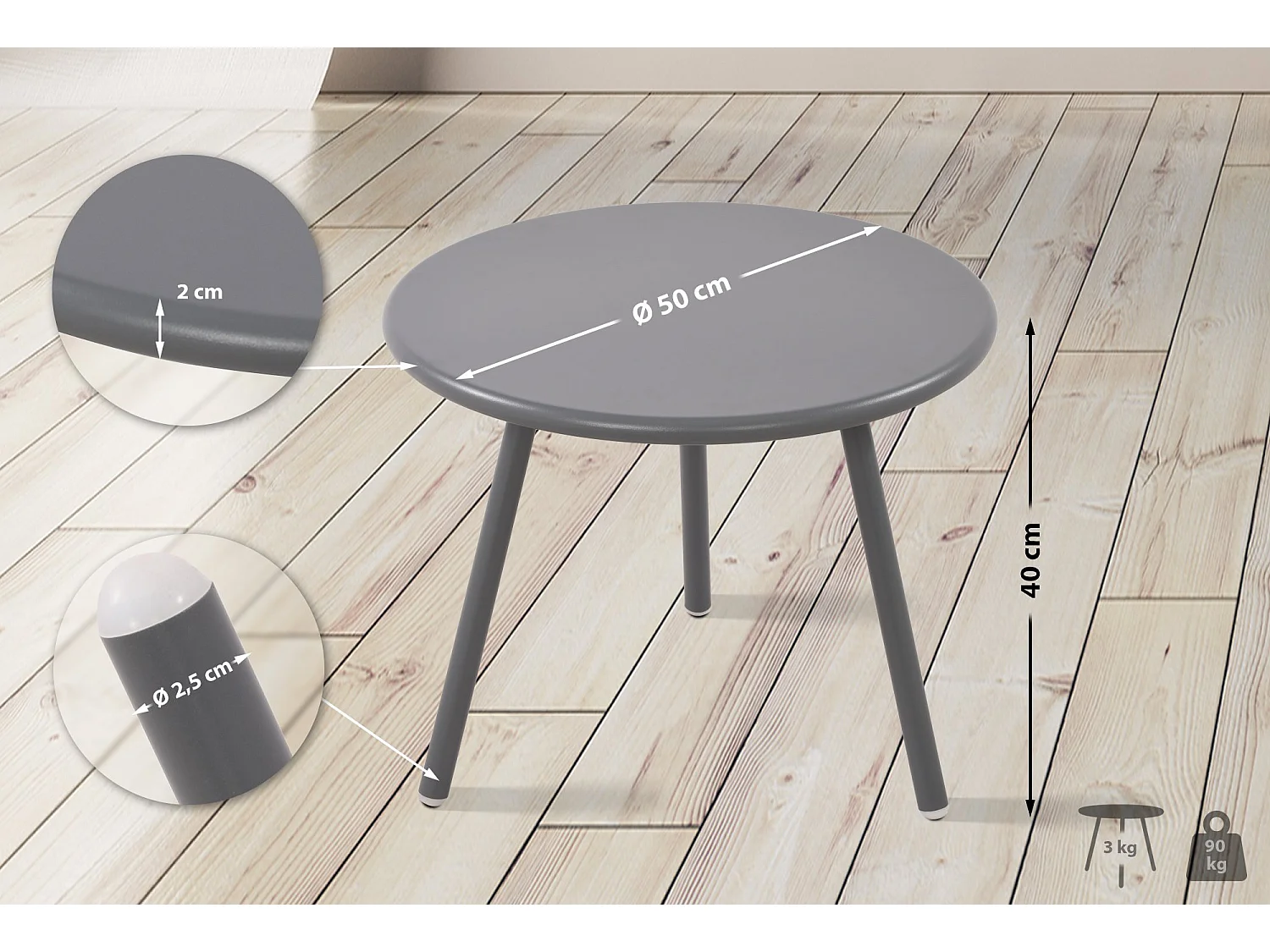Table basse - Plastique - Gris foncé - Berea