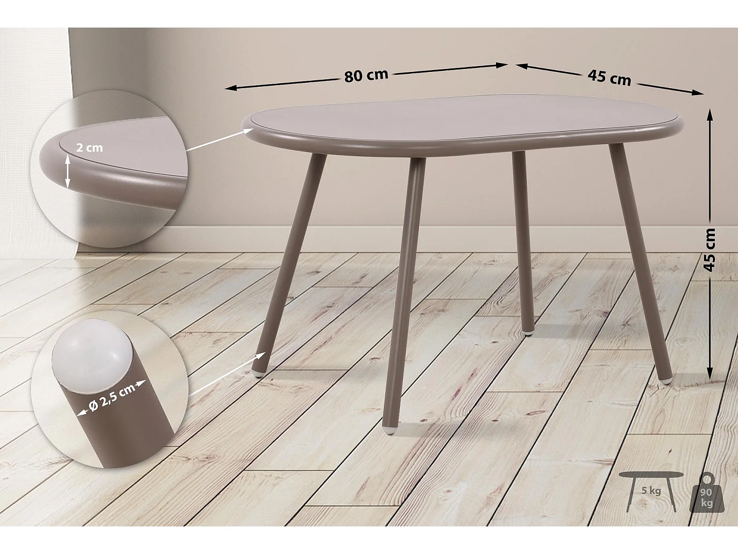Table basse - Plastique - Taupe - Velva