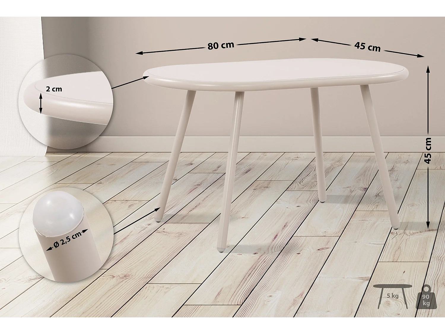Table basse - Plastique - Gris clair - Velva