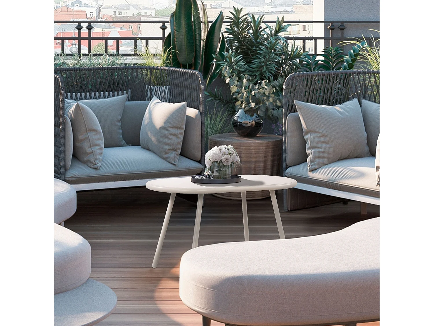 Table basse - Plastique - Gris clair - Velva