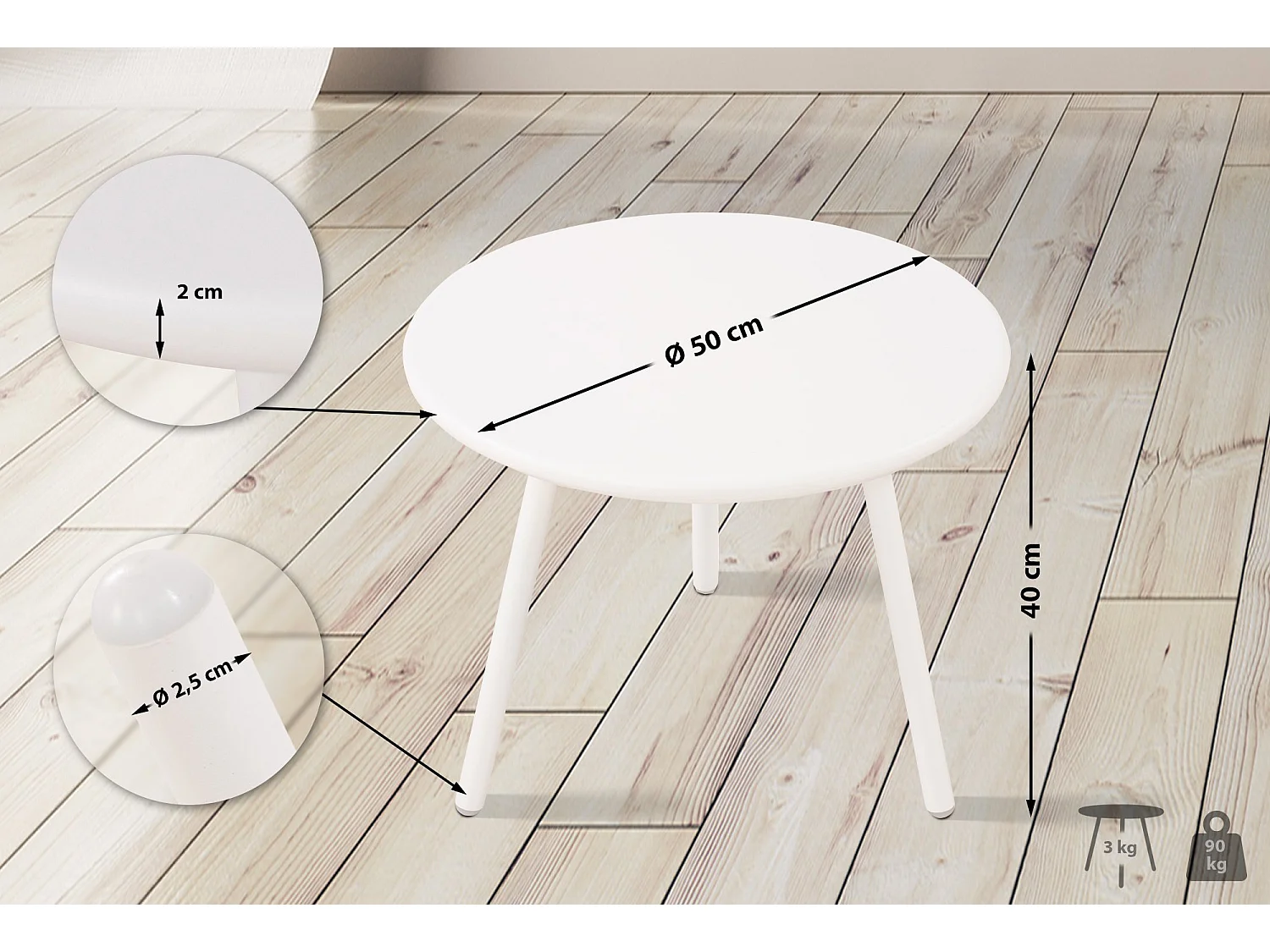 Table basse - Plastique - Blanc - Berea