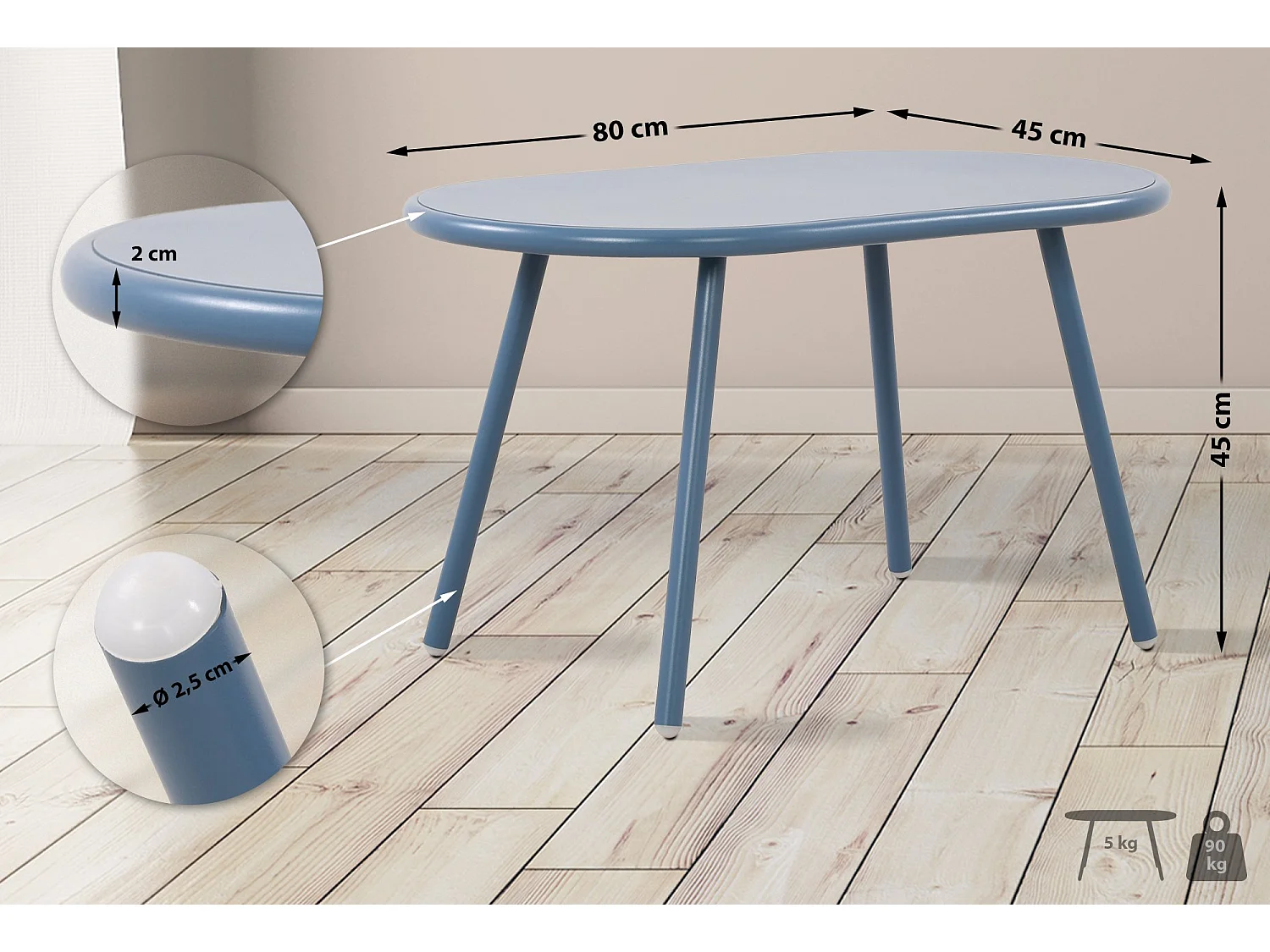 Table basse - Plastique - Bleu - Velva
