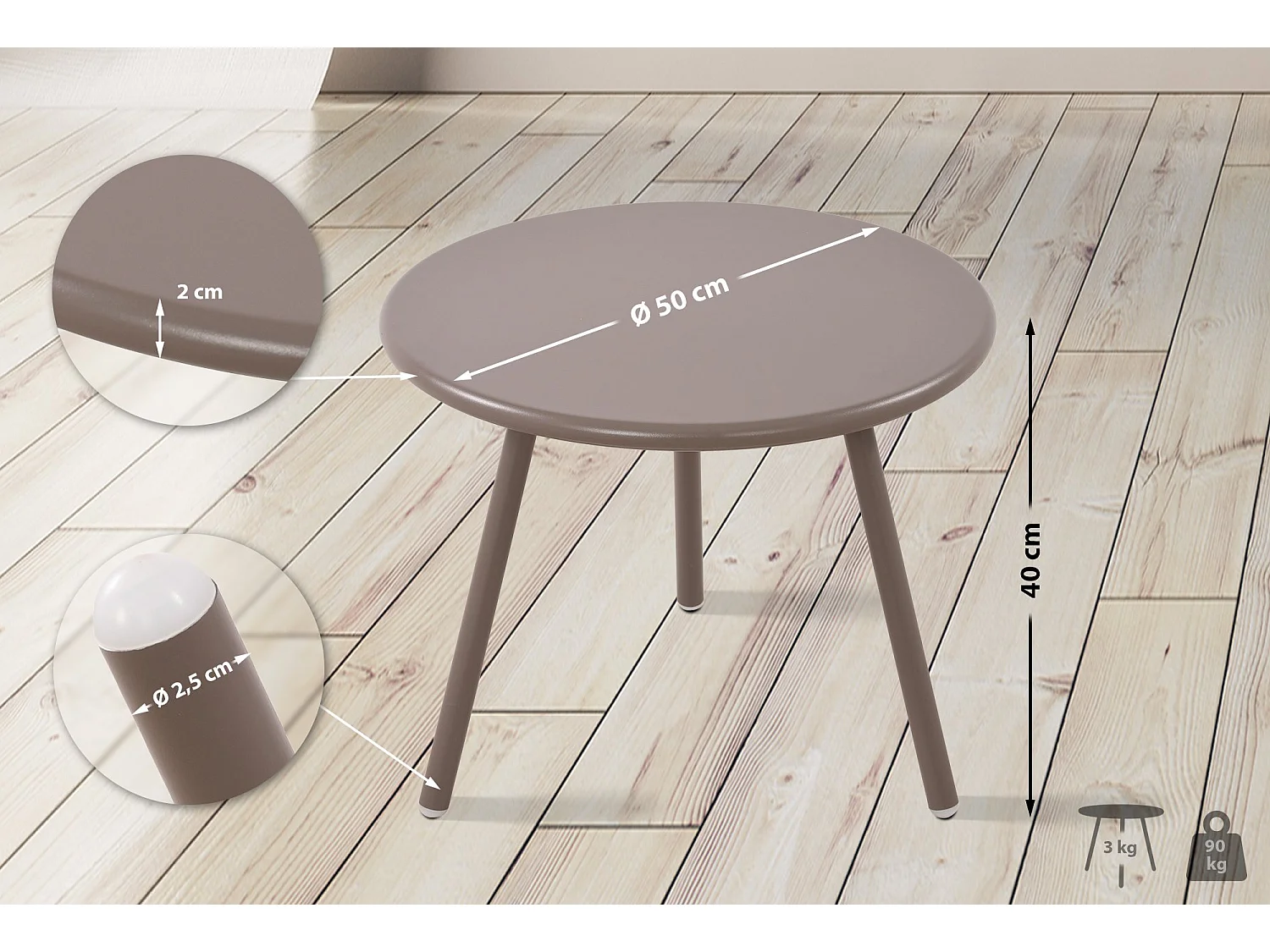 Table basse - Plastique - Taupe - Berea