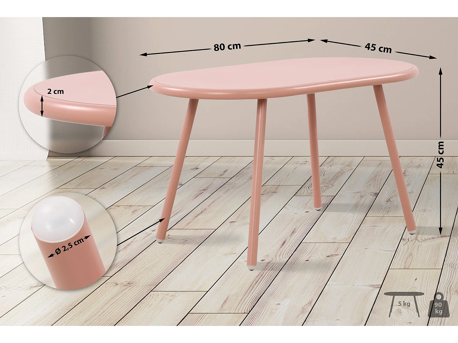 Table basse - Plastique - Rose - Velva