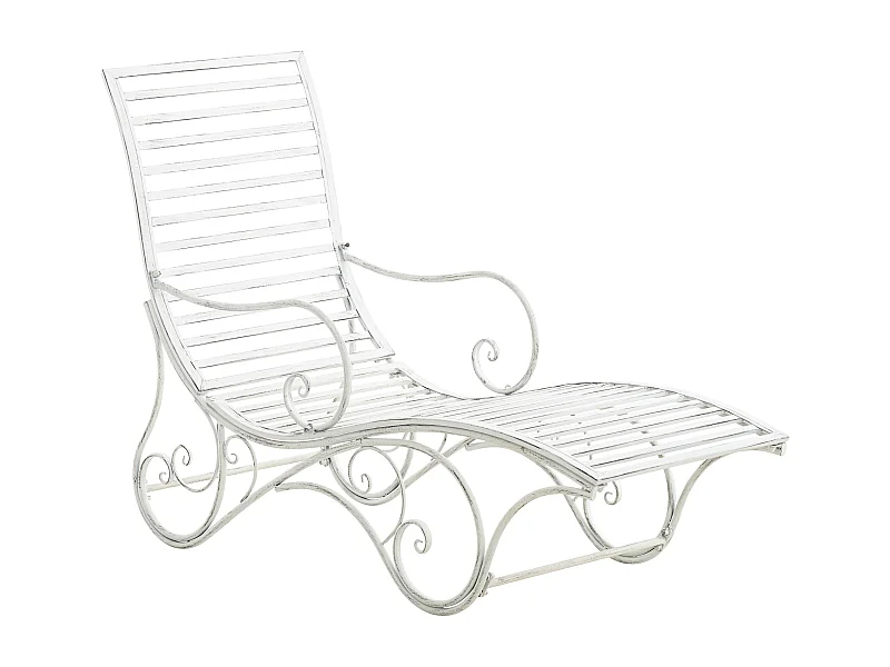 Chaise longue de jardin - Métal & Nature - Blanc antique - Amiens