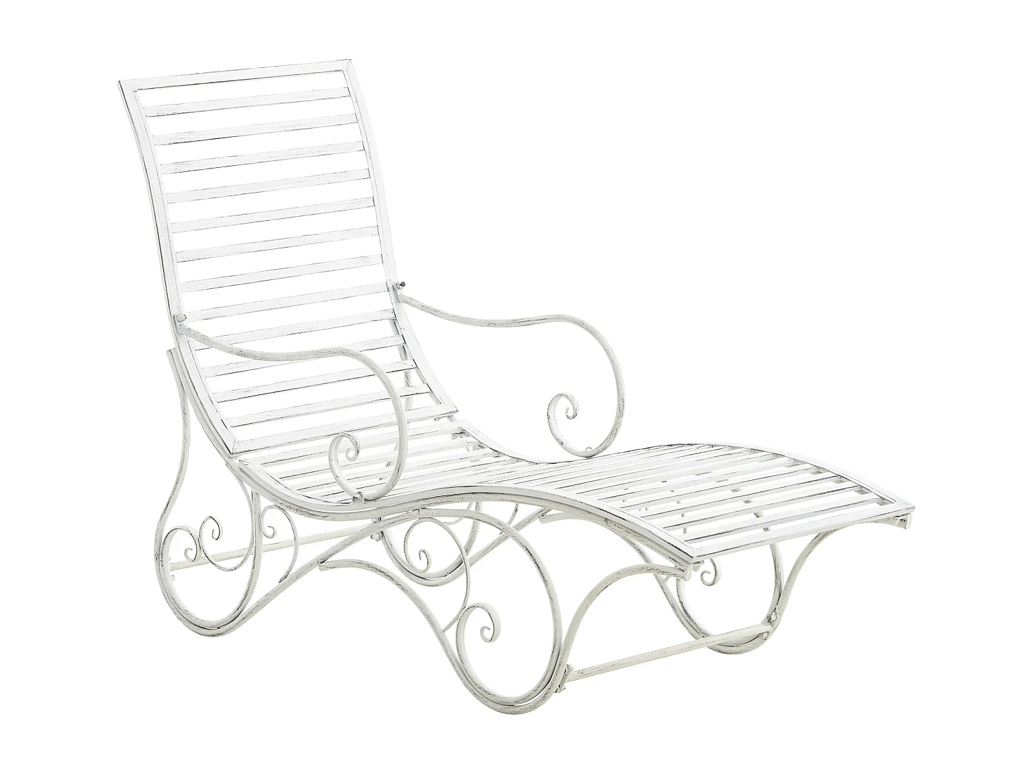 Chaise longue de jardin - Métal & Nature - Blanc antique - Amiens