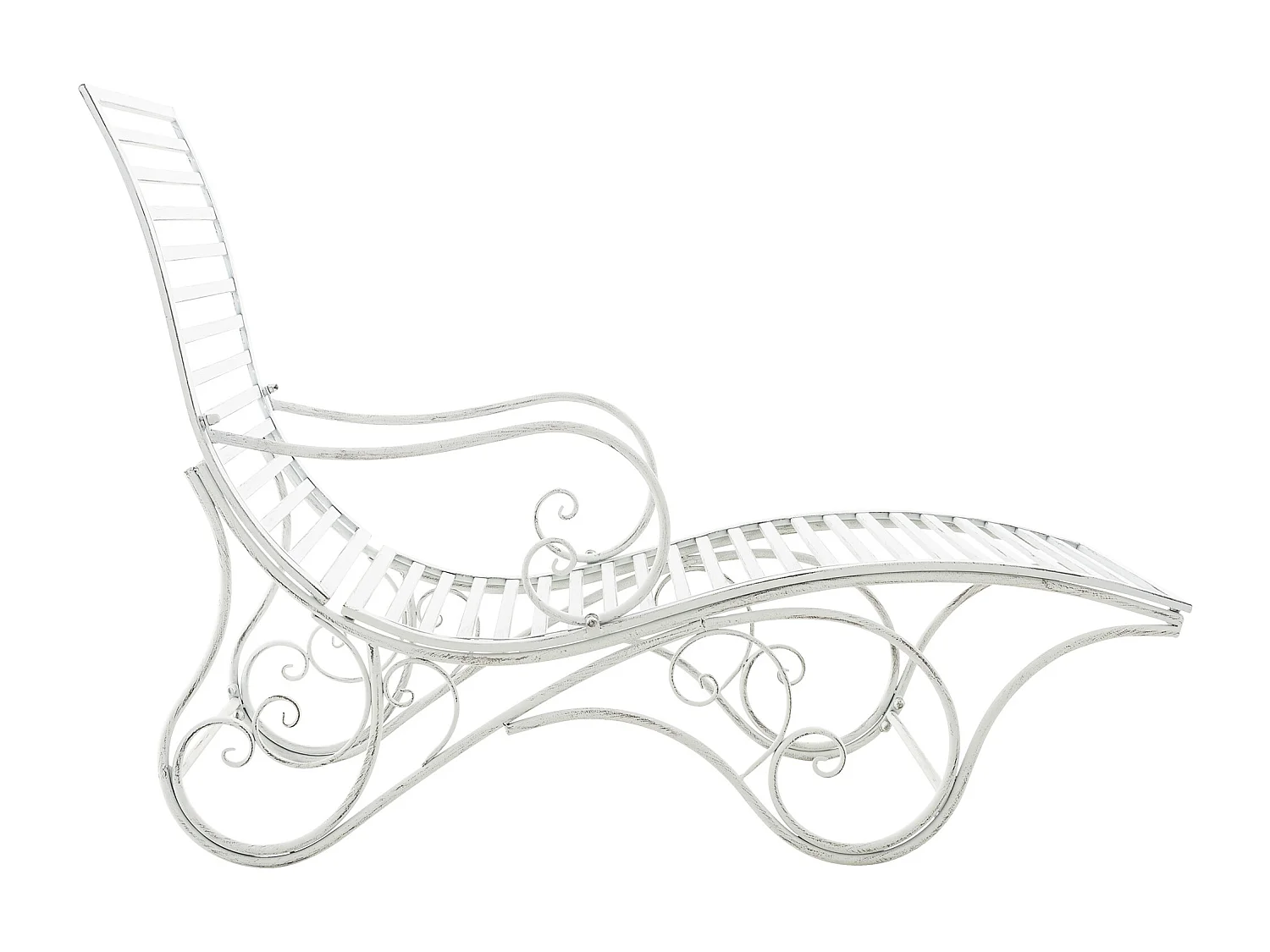 Chaise longue de jardin - Métal & Nature - Blanc antique - Amiens