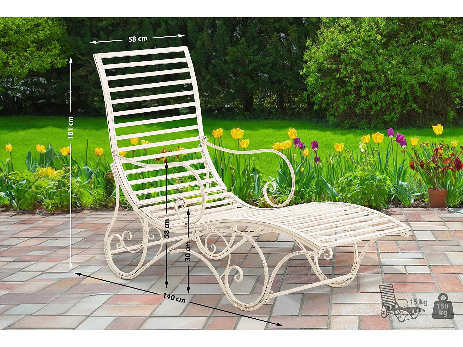 Gartenliege - Metall & Metall - antik-creme - Amiens