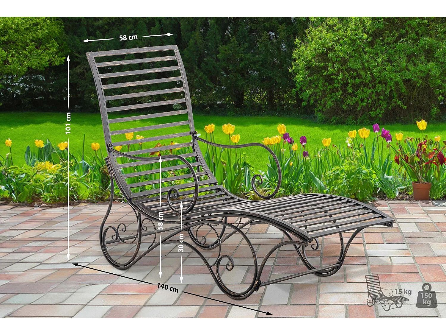 Chaise longue de jardin - Métal & Métal - Bronze - Amiens