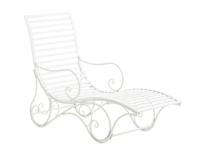 Chaise longue de jardin - Métal & Nature - Blanc - Amiens