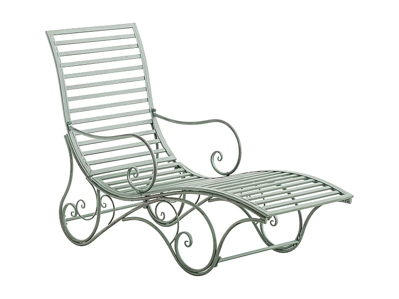 Chaise longue de jardin - Métal & Métal - Vert antique - Amiens