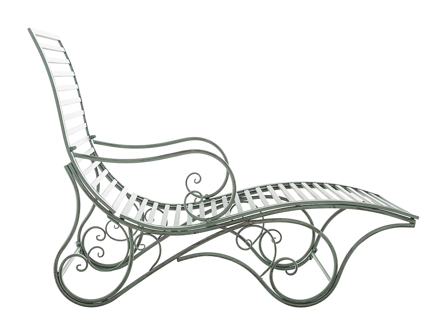 Chaise longue de jardin - Métal & Métal - Vert antique - Amiens