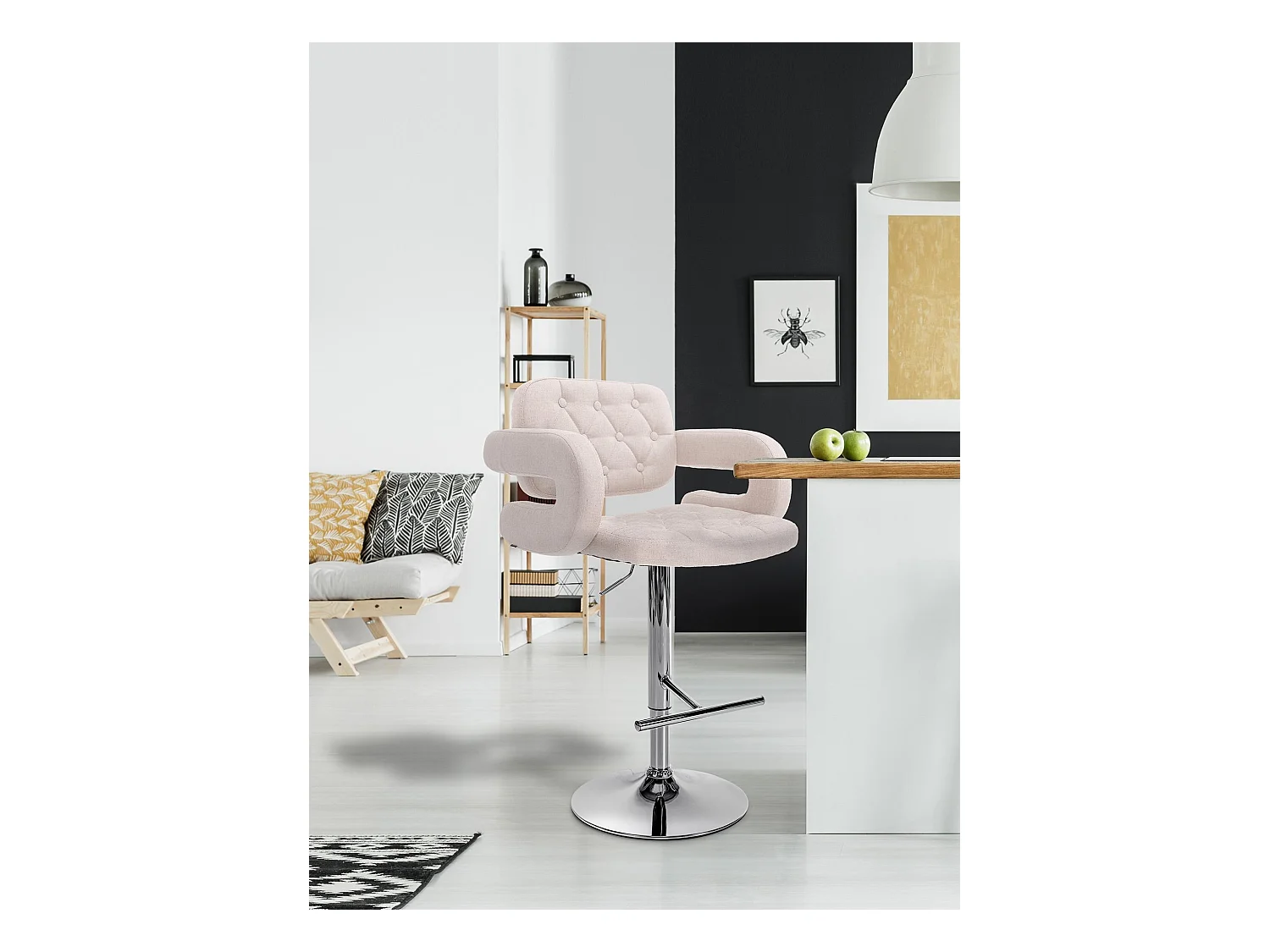 Tabouret de bar - Tissu & Métal - Beige - Dublin