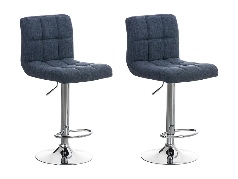 Lot de 2  Tabouret de bar - Tissu - Bleu - Peru