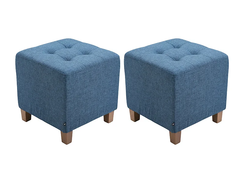 Lot de 2  Tabouret - Tissu & Bois - Bleu - Pharao
