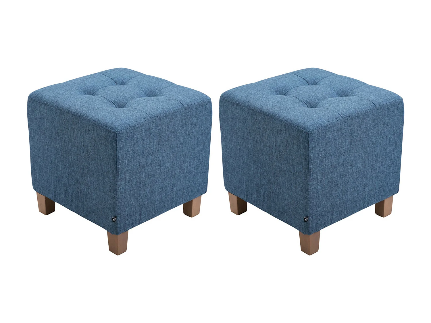 Lot de 2  Tabouret - Tissu & Bois - Bleu - Pharao