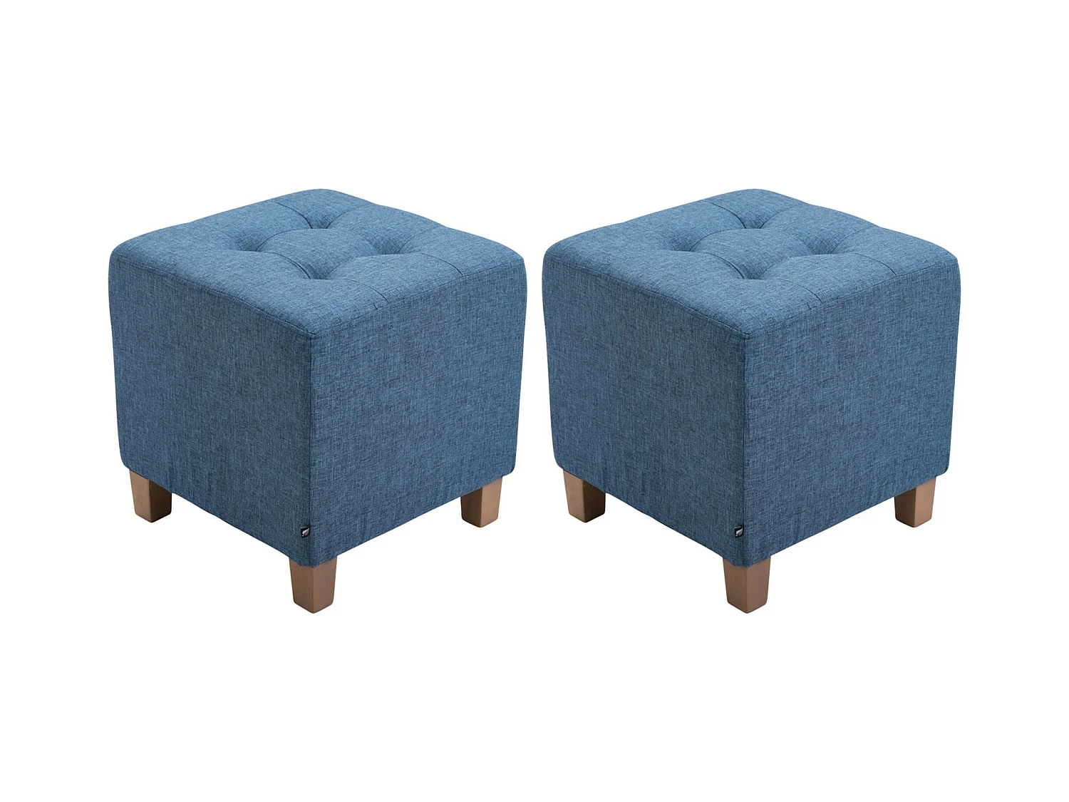 Lot de 2  Tabouret - Tissu & Bois - Bleu - Pharao