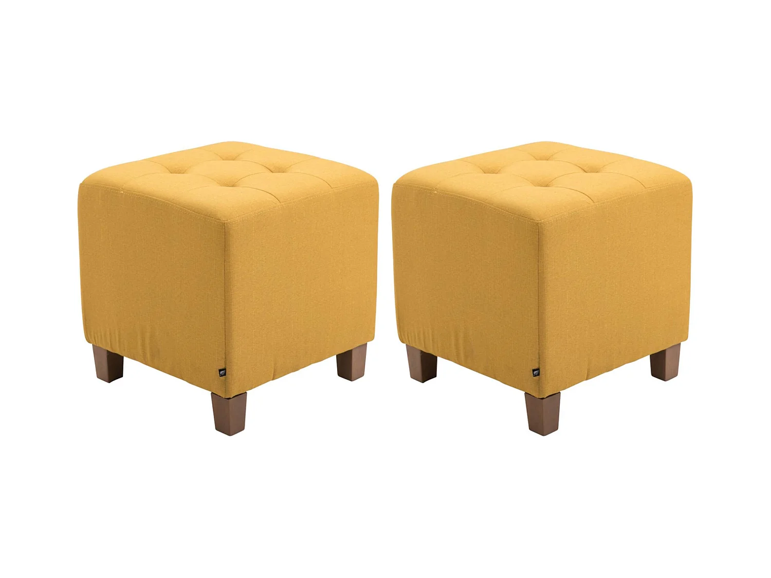 Lot de 2  Tabouret - Tissu & Bois - Jaune - Pharao