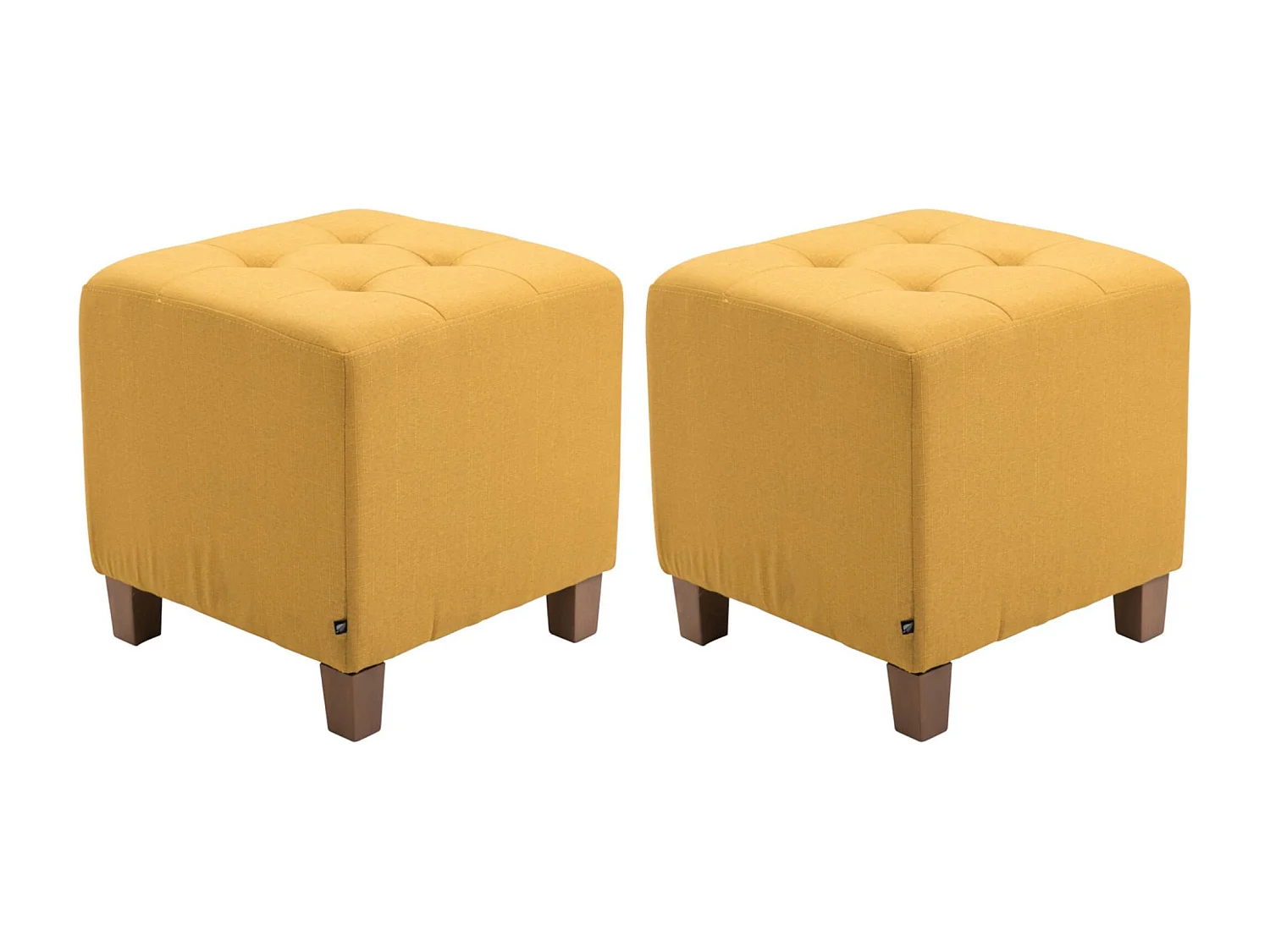 Lot de 2  Tabouret - Tissu & Bois - Jaune - Pharao