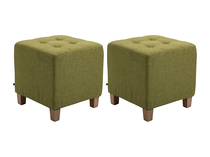 Lot de 2  Tabouret - Tissu & Bois - Vert - Pharao