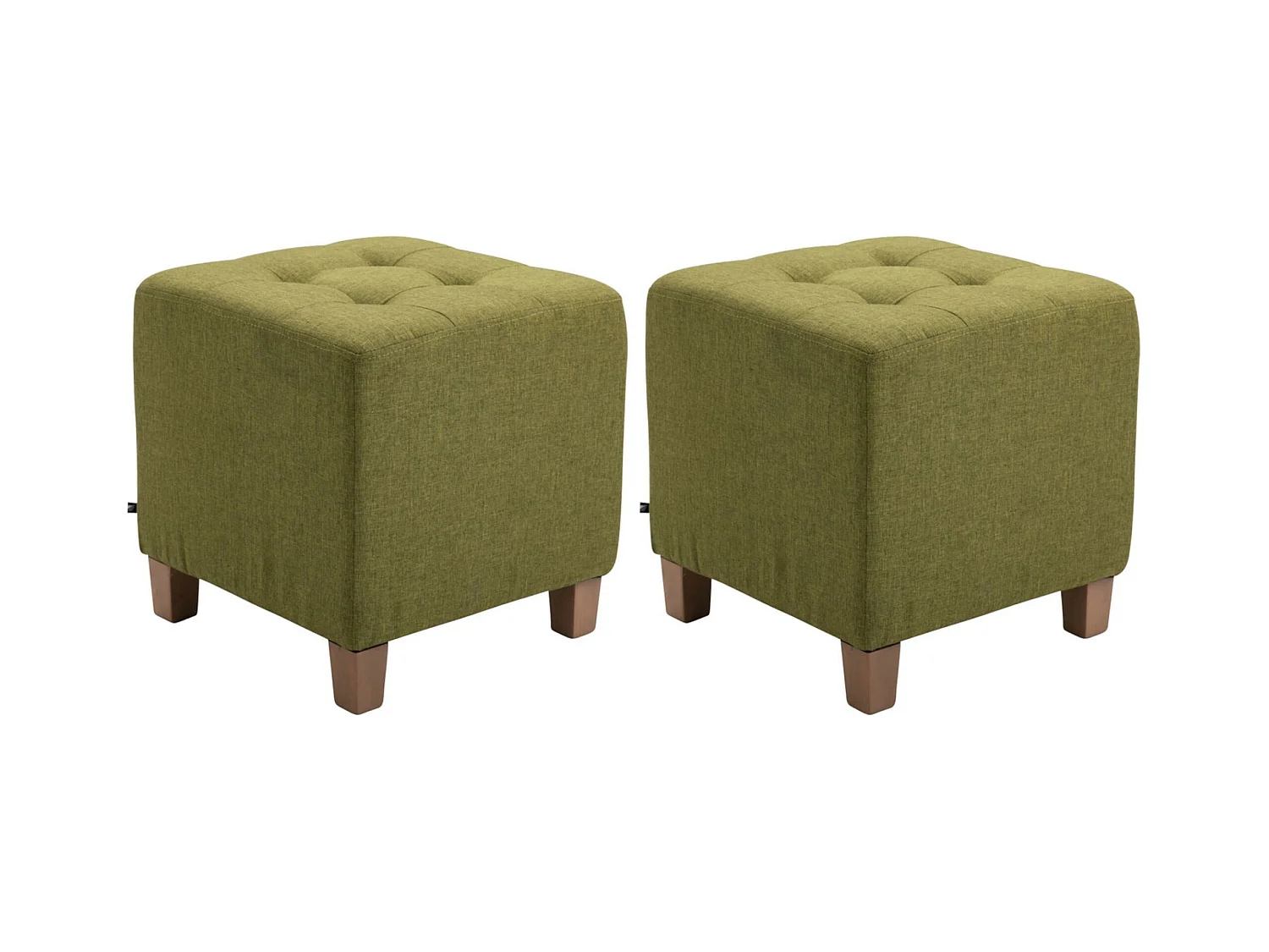 Lot de 2  Tabouret - Tissu & Bois - Vert - Pharao
