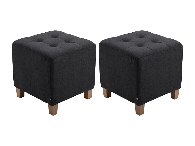 Lot de 2  Tabouret - Tissu & Bois - Noir - Pharao