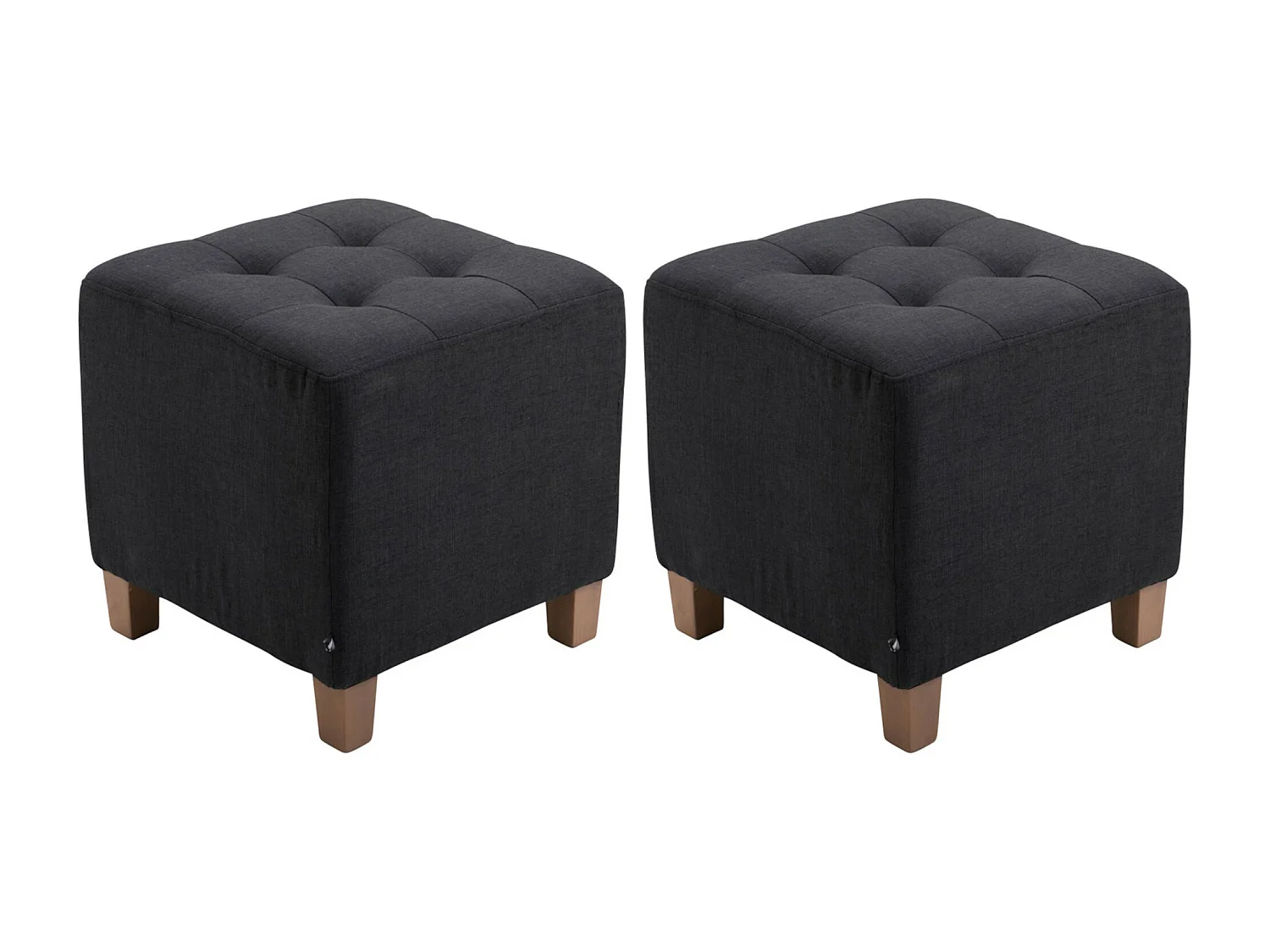 Lot de 2  Tabouret - Tissu & Bois - Noir - Pharao