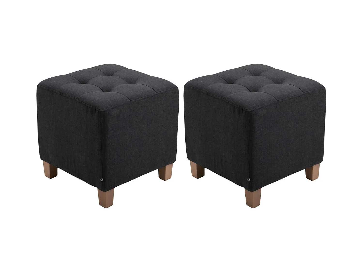 Lot de 2  Tabouret - Tissu & Bois - Noir - Pharao