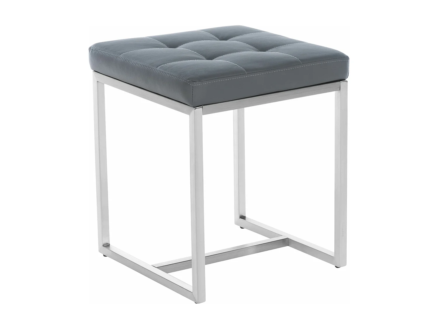 Lot de 2  Tabouret - Similicuir & Acier inoxydable - Gris - Barci