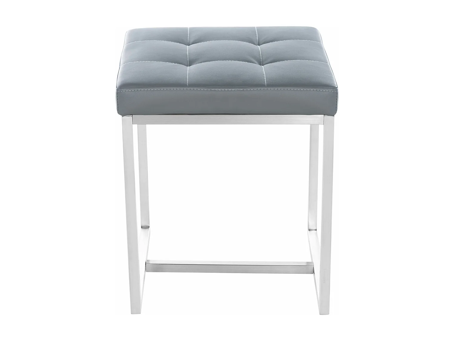 Lot de 2  Tabouret - Similicuir & Acier inoxydable - Gris - Barci