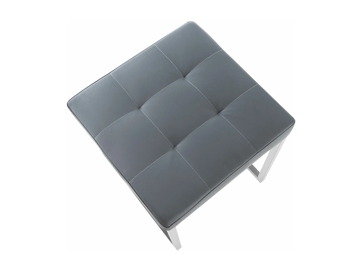 Lot de 2  Tabouret - Similicuir & Acier inoxydable - Gris - Barci