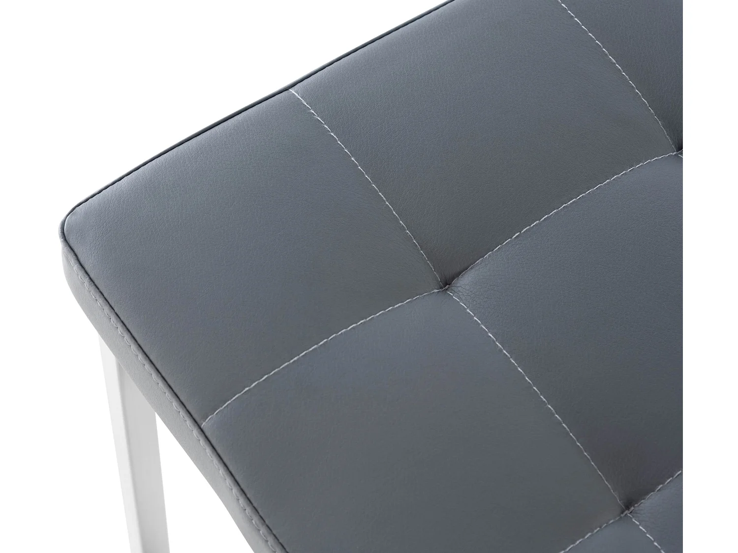 Lot de 2  Tabouret - Similicuir & Acier inoxydable - Gris - Barci