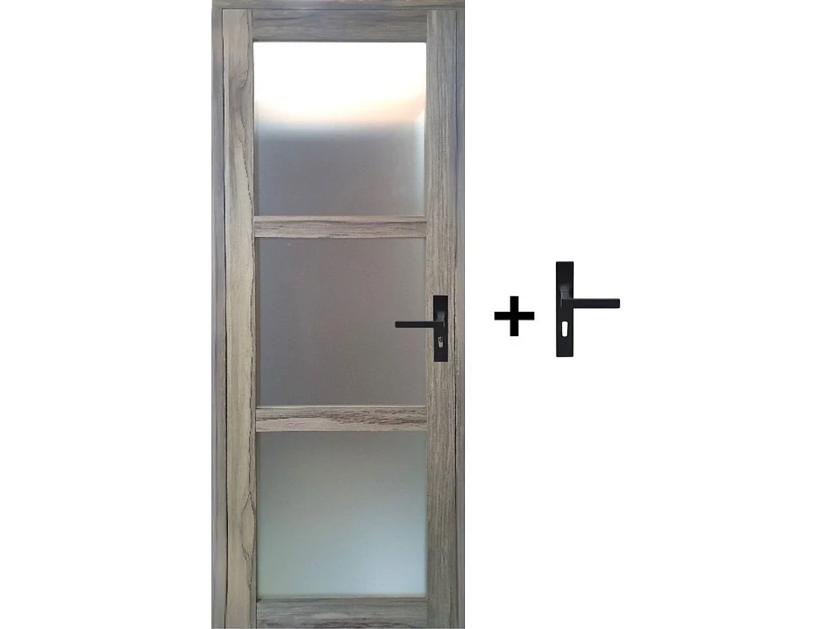 Bloc Porte Frake Vitree H204 X L73 Poussant Gauche Cotes Tableau + Poignee Gd Menuiseries