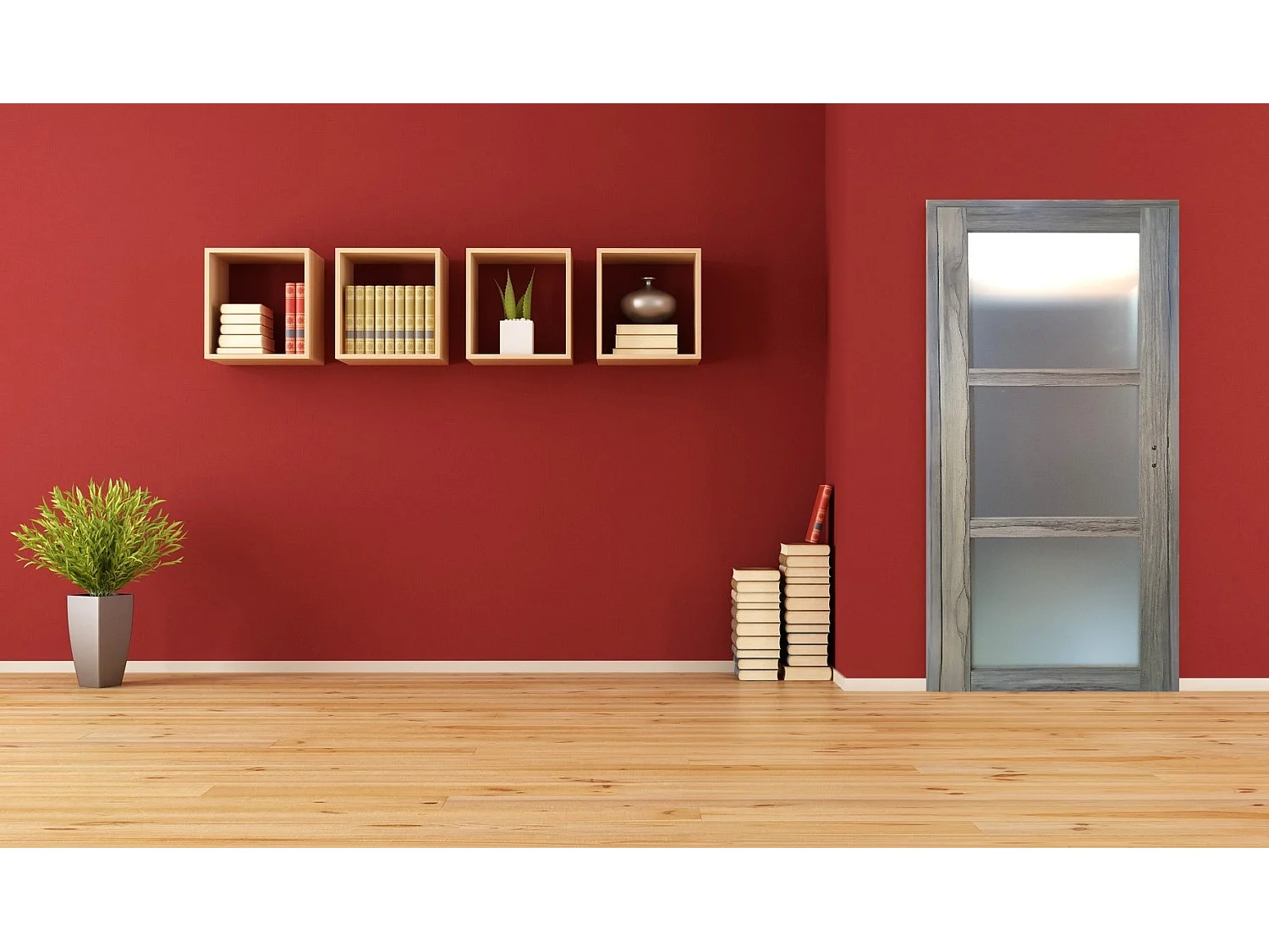 Bloc Porte Frake Vitree H204 X L83 Poussant Gauche Cotes Tableau + Poignee Gd Menuiseries