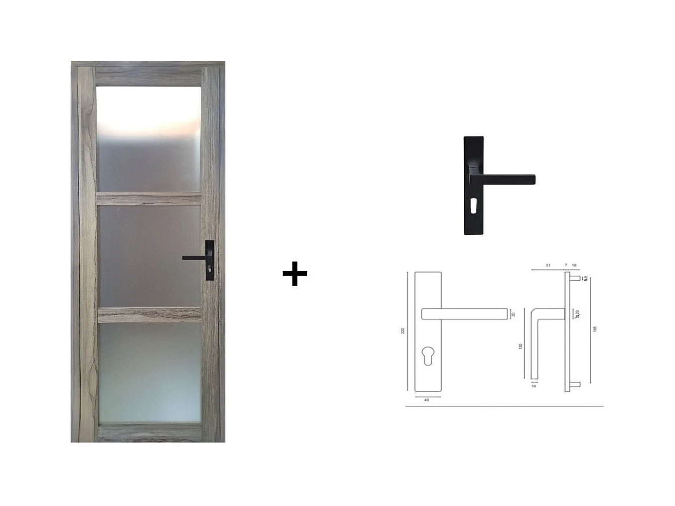 Bloc Porte Frake Vitree H204 X L83 Poussant Gauche Cotes Tableau + Poignee Gd Menuiseries