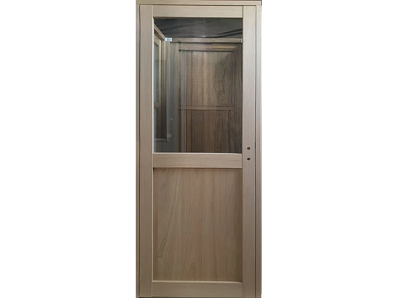 Bloc Porte Atelier Placage Chene Vitrée H204 X L83 Poussant Gauche Cotes Tableau Gd Menuiseries