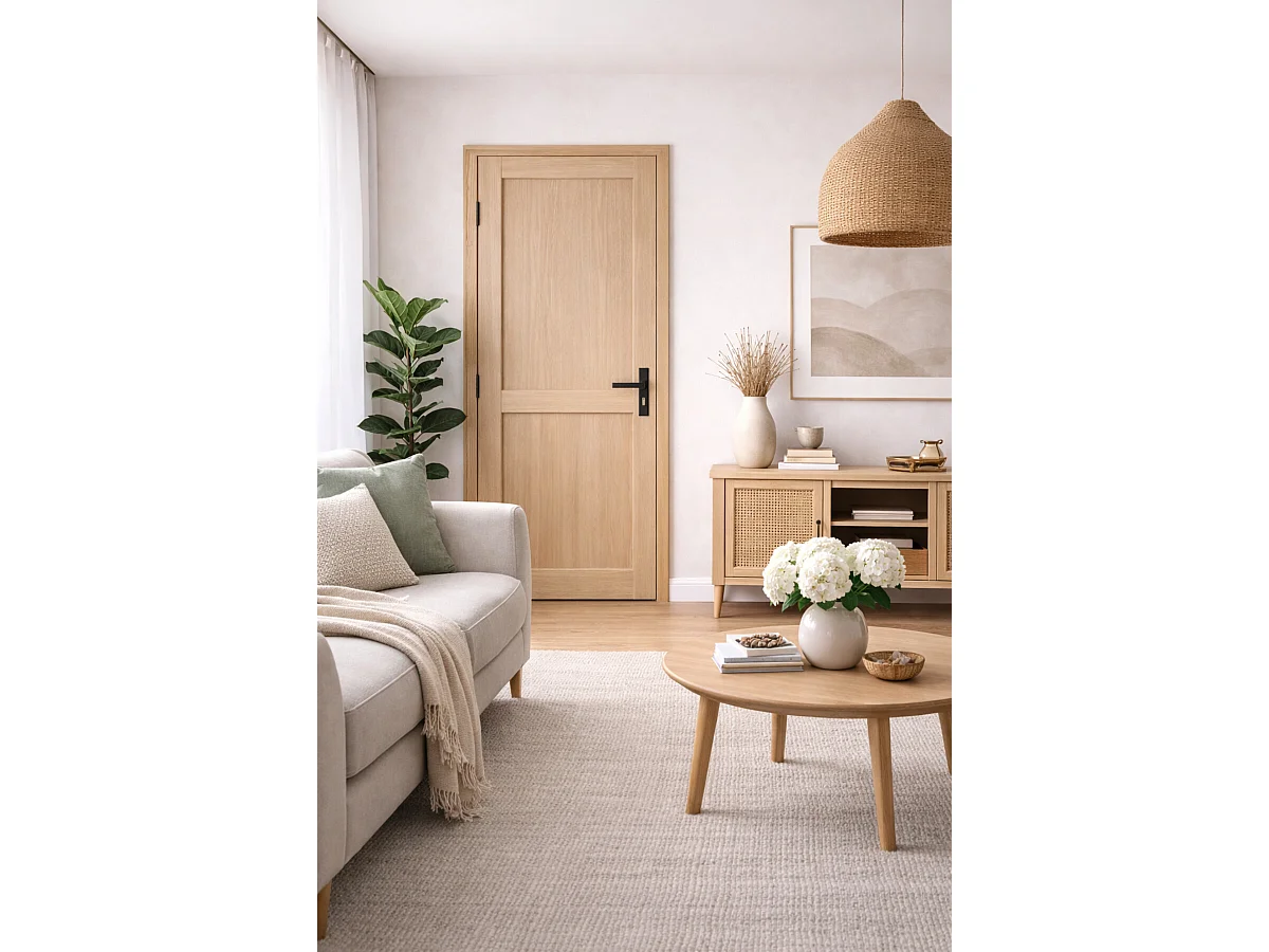 Bloc Porte Atelier 2 Panneaux Chene H204 X L73 Côte Tableau P.droite, Poignee Gd Menuiseries