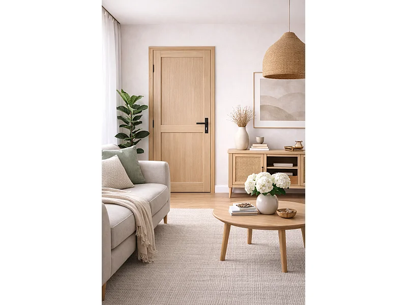 Bloc Porte Atelier 2 Panneaux Chene H204 X L73 Côte Tableau P.droite, Poignee Gd Menuiseries