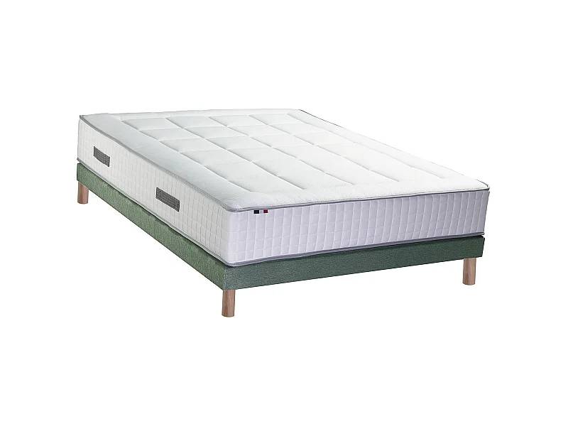 Ensemble matelas mémoire de forme BELLAGIO 2 avec sommier tapissier Dimensions - 160 x 200 cm, Sommier - Vert celadon