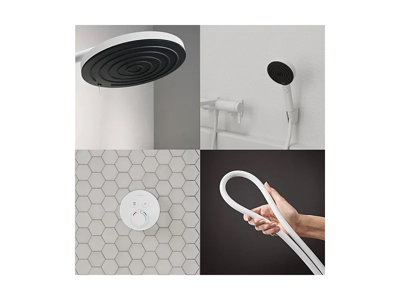 Colonne de douche encastrée thermostatique HANSGROHE ShowerSelect S Douche Pulsify Flexible Isiflex Douchette Pulsify blanc