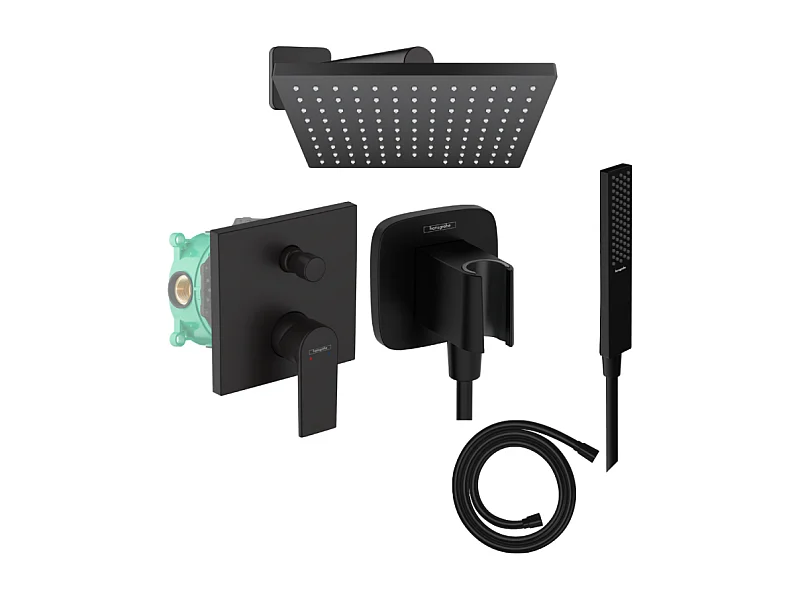 Colonne de douche encastrée mécanique HANSGROHE Vernis Shape Douche de tête Vernis Shape Flexible Isiflex Douchette PulsifyE noir