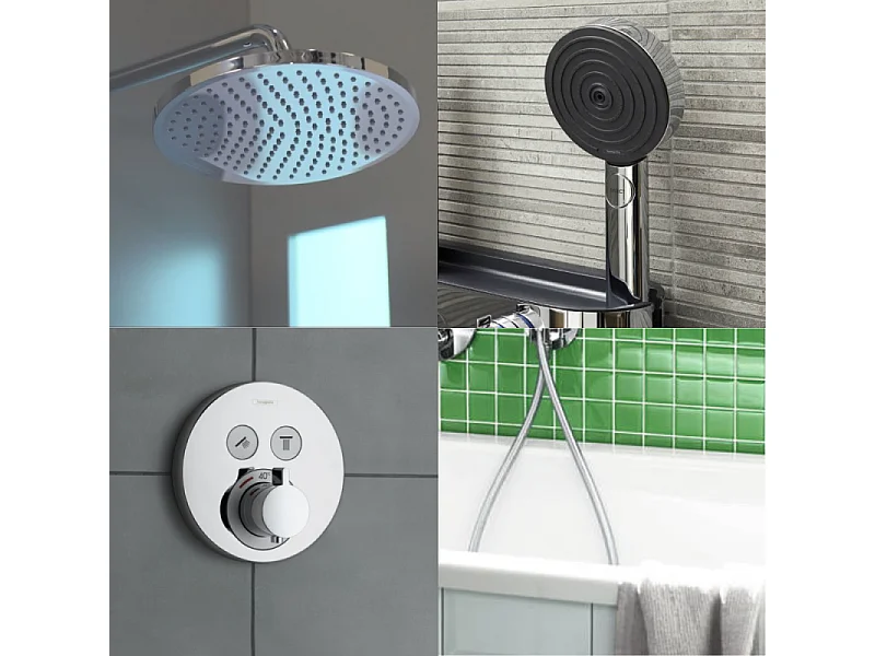 Colonne de douche encastrée thermostatique HANSGROHE ShowerSelect S Douche Crometta S Flexible Isiflex Douchette Pulsify chromé