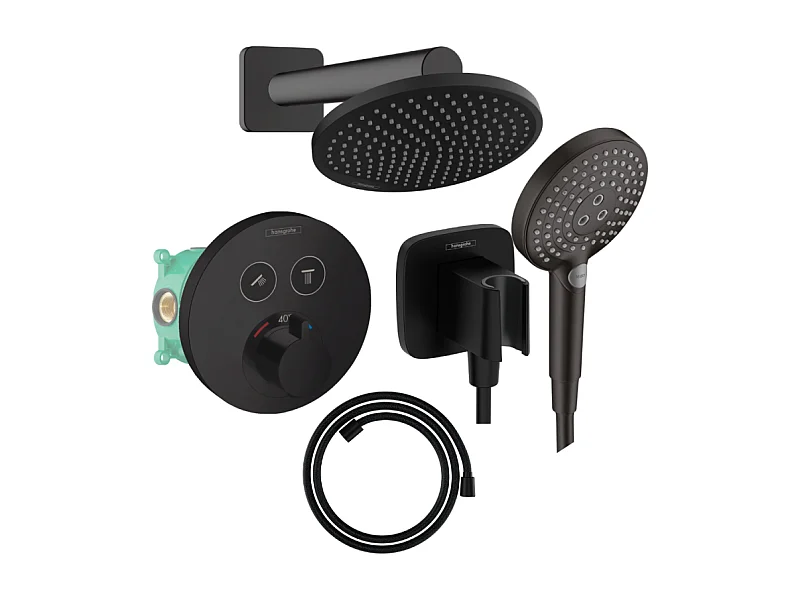 Colonne de douche encastrée thermostatique HANSGROHE ShowerSelect S Douche Vernis S Flexible Designflex Douchette Raindance S noir