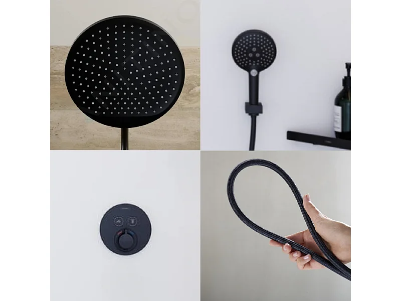 Colonne de douche encastrée thermostatique HANSGROHE ShowerSelect S Douche Vernis S Flexible Designflex Douchette Raindance S noir