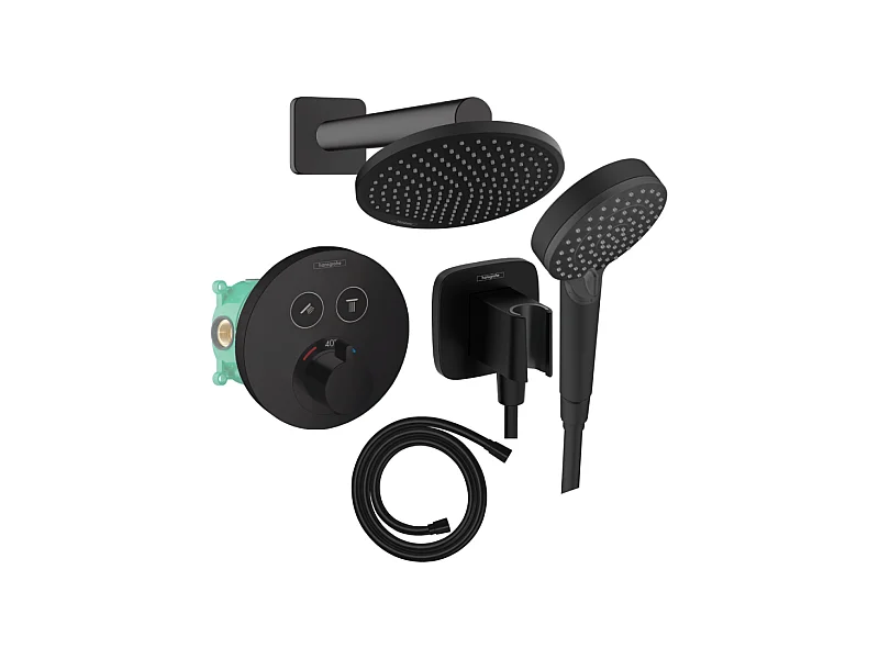 Colonne de douche encastrée thermostatique HANSGROHE ShowerSelect S Douche Vernis S Flexible Isiflex Douchette Vernis Blend noir