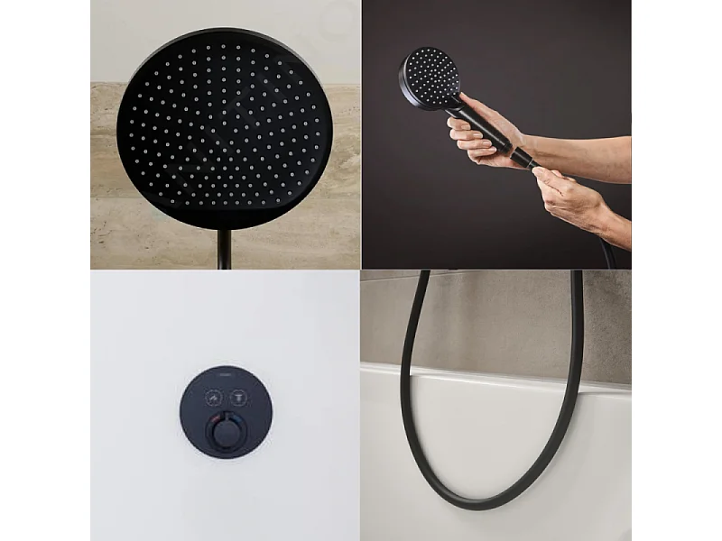 Colonne de douche encastrée thermostatique HANSGROHE ShowerSelect S Douche Vernis S Flexible Isiflex Douchette Vernis Blend noir