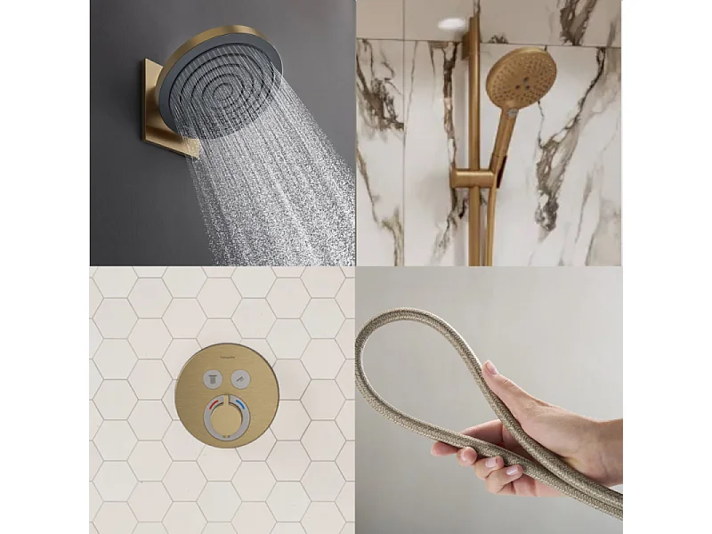 Colonne de douche encastrée thermostatique HANSGROHE ShowerSelect S Douche Pulsify Flexible Designflex Douchette RaindanceS bronze